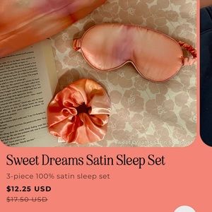Satin 3 piece sleep set - pillow case, eye mask and scrunchie - NEW
